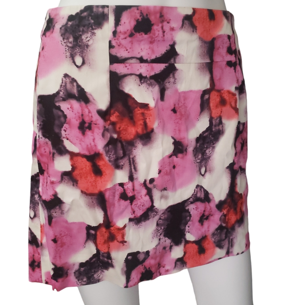 J Crew Watercolor Mini Skirt White & Floral Mixed Pink Women's Size 0